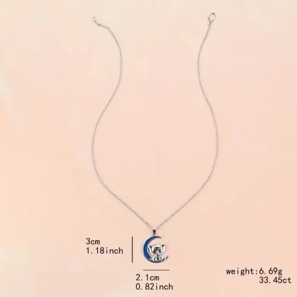 New cute girls elephant and moon necklace